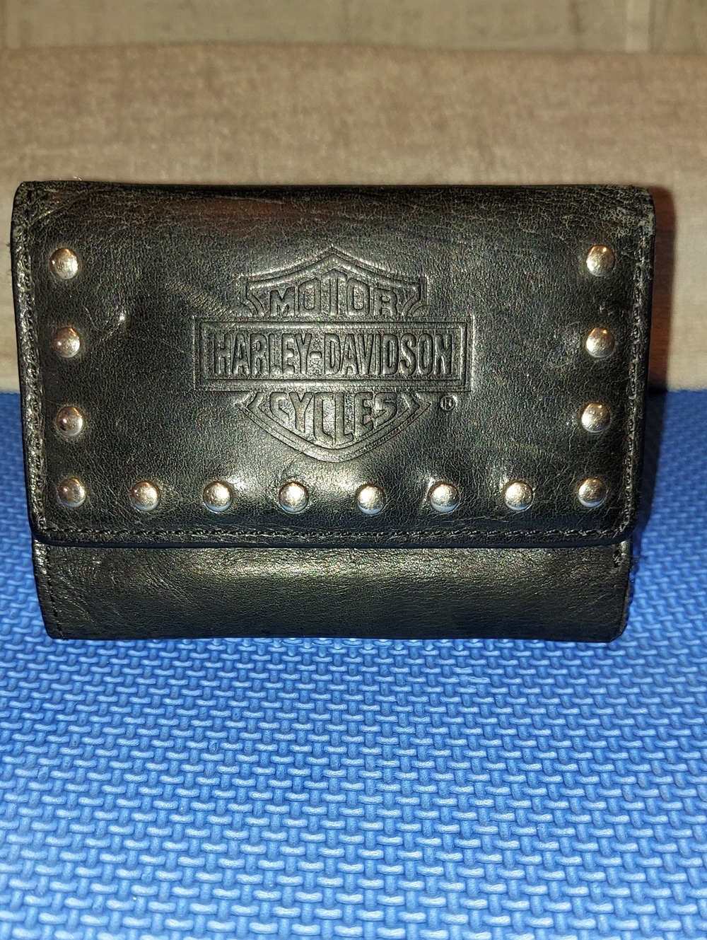 Harley-Davidson Black Leather Wallet with Silver Studs
